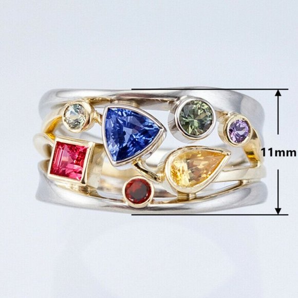 New Beautiful 925 Silver Multi Precious Stone Ring - Picture 5 of 5